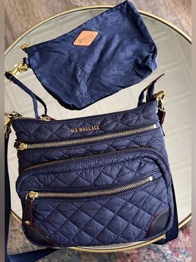 MZ Wallace Dawn Navy Quilted Nylon Downtown Crosby Crossbody Bag
